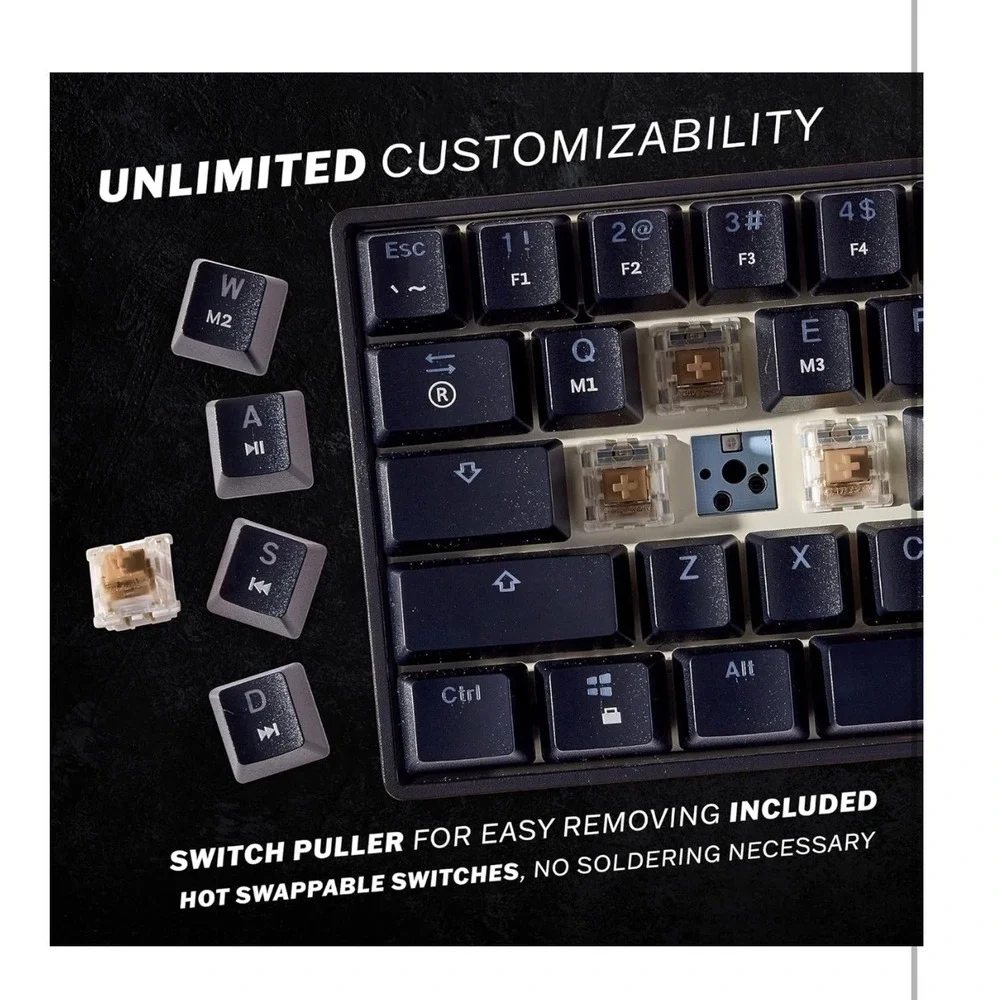 HK Gaming GK61 60% Optical Gaming Keyboard RGB Backlit Hot Swappable‎